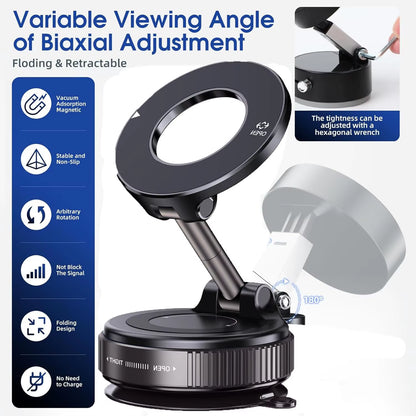 Vacuum Magnetic Phone Holder, Magsafe Suction Cup Phone Holder, 360 ° Adjustable Magnetic Phone Holder, Pocket Sized Foldable